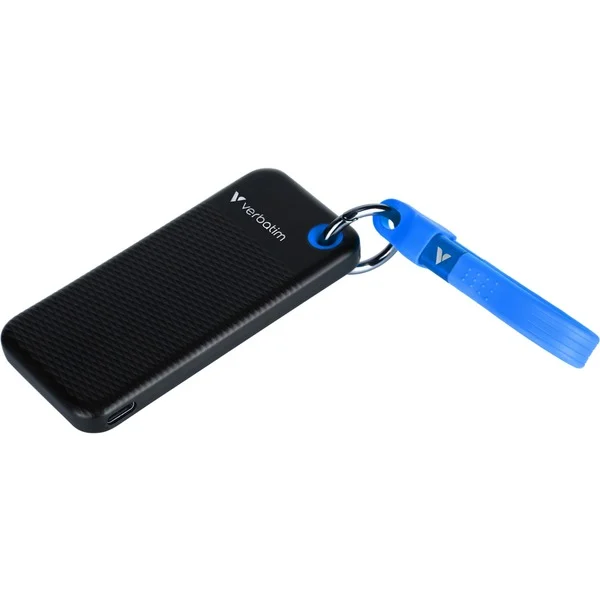 Verbatim Pocket SSD 2 TB, Externe SSD (schwarz/blau, USB-C 3.2 Gen 2 (10 Gbit/s), mit Schlüsselring und Kabelhalter) - Bild 3